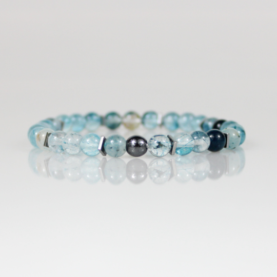 blue rutilated quartz dream bead bracelet