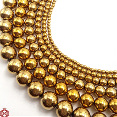 Gold Hematite Beads Smooth Round - 4mm - Beads