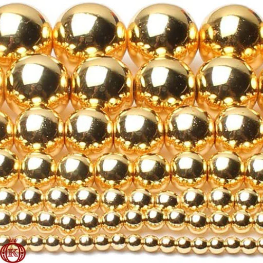 gold hematite gemstone bead strands