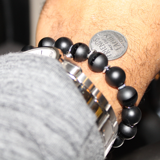 matte black onyx agate bead bracelet