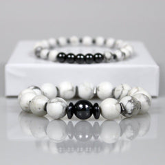 White Howlite Stackable Bead Bracelet Set - 4.5 in - Bracelet