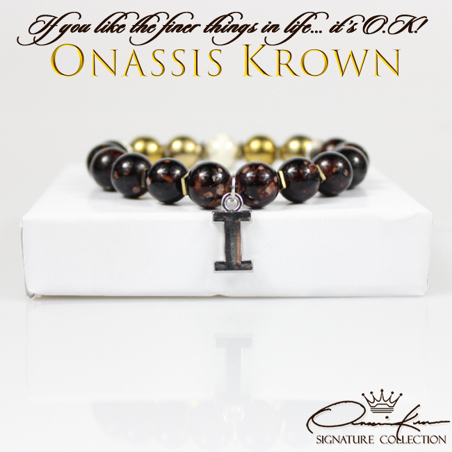 iota phi theta brown gold greek letter charm bead bracelet
