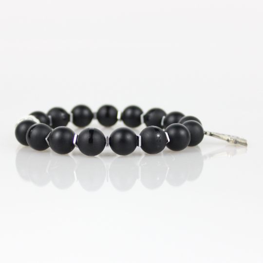black white mason charm bead bracelet