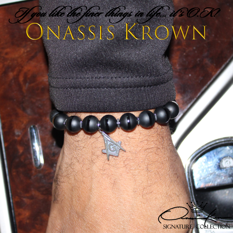 black masonic bead bracelet