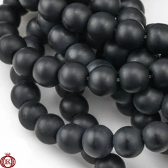 Matte Black Onyx Agate Beads - 4mm - Beads
