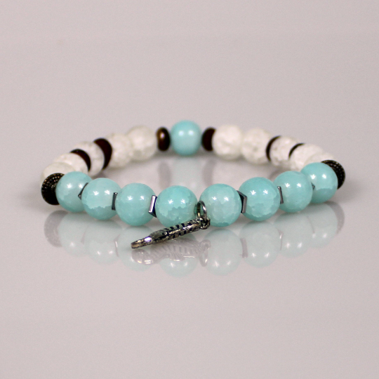 seahorse charm aquamarine seashell bracelet