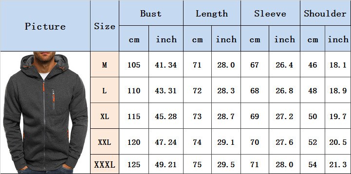 thick quality accented casual hoodie size chart