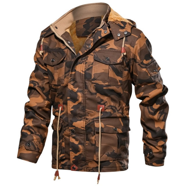 button up hoodie jacket orange camouflage