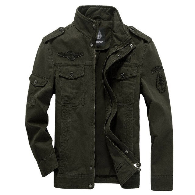 green military tactical cargo jacket