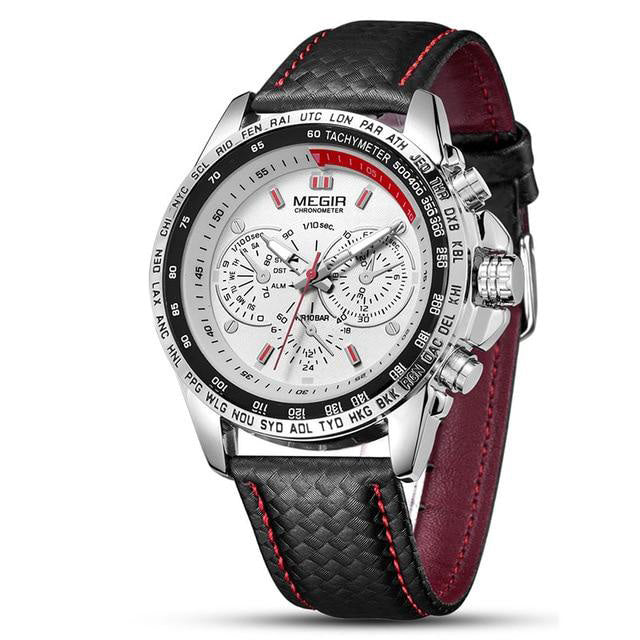 white face luxury chronograph megir watch