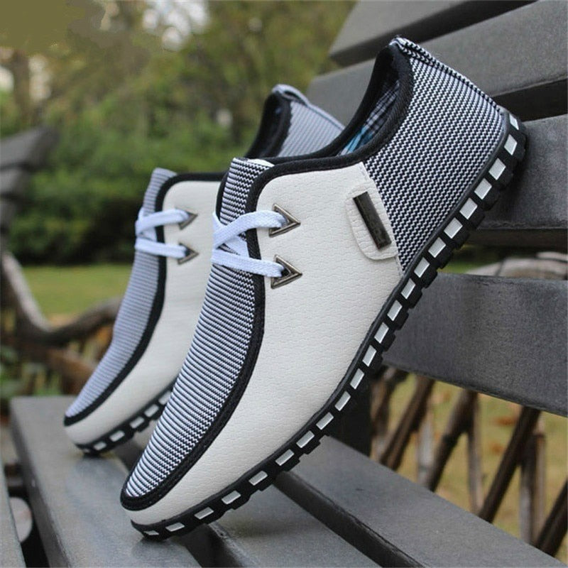 white and black italian driver loafers