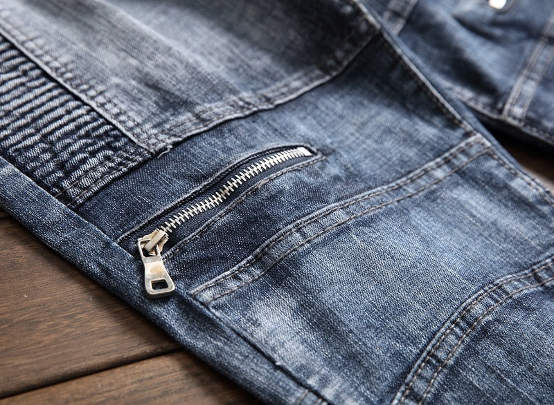 designer stone wash denim jeans men zippers