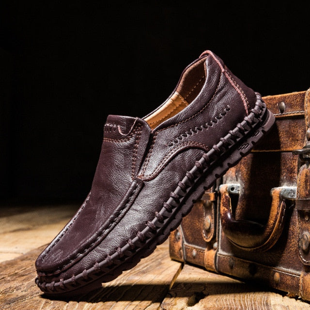 brown leather moccasin loafers men
