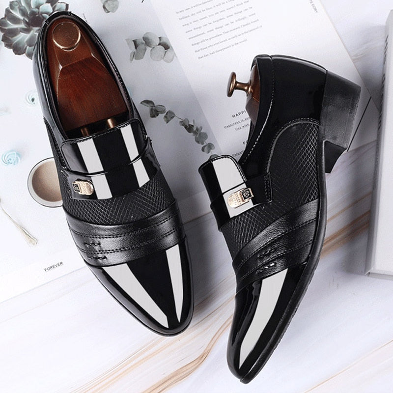 black patent leather stylish formal dress shoes