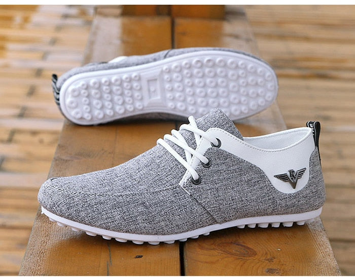 gray white comfortable low canvas casual shoes