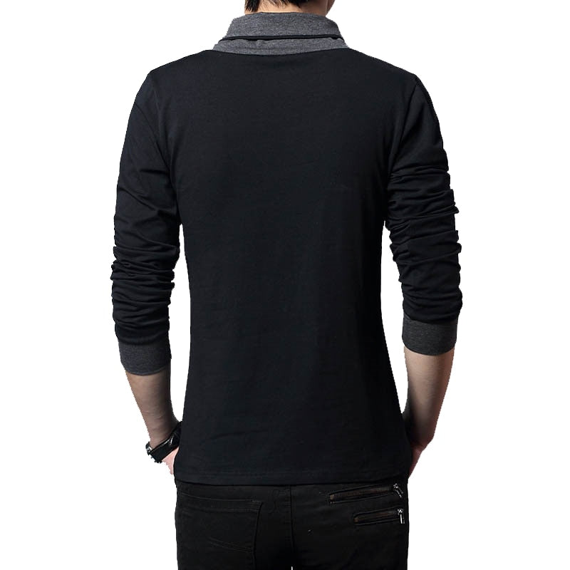 black and gray long sleeve v-neck shawl style long sleeve shirt