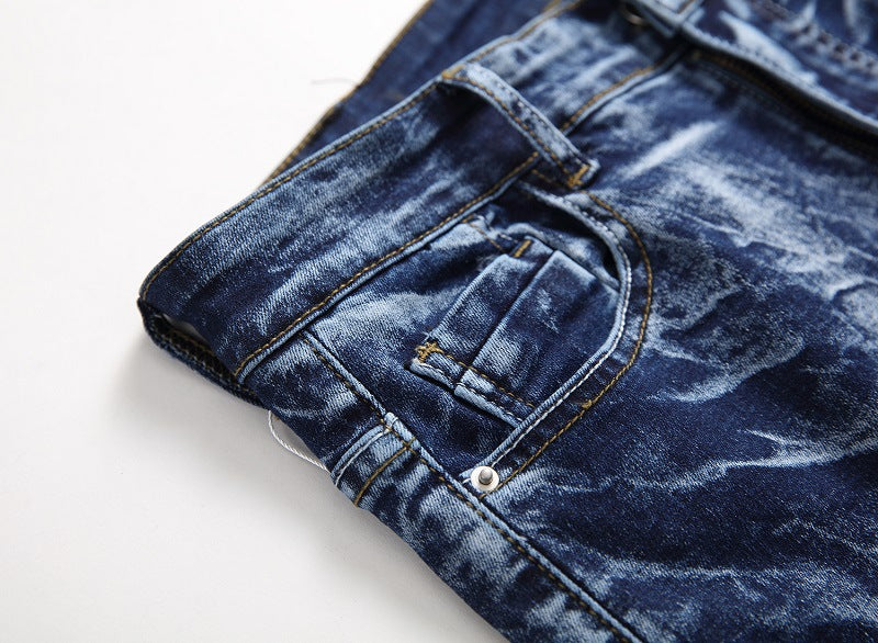 blue designer stone wash denim jeans men