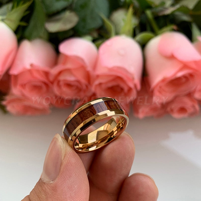 beveled edge rose gold ring