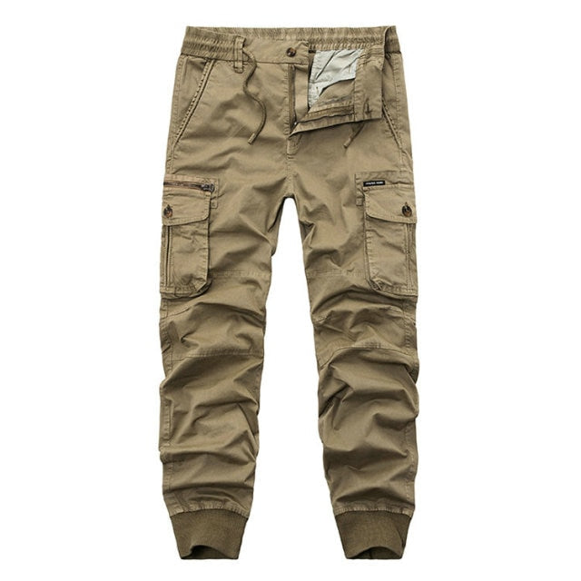 beige ribbed ankle athletic cargo pants