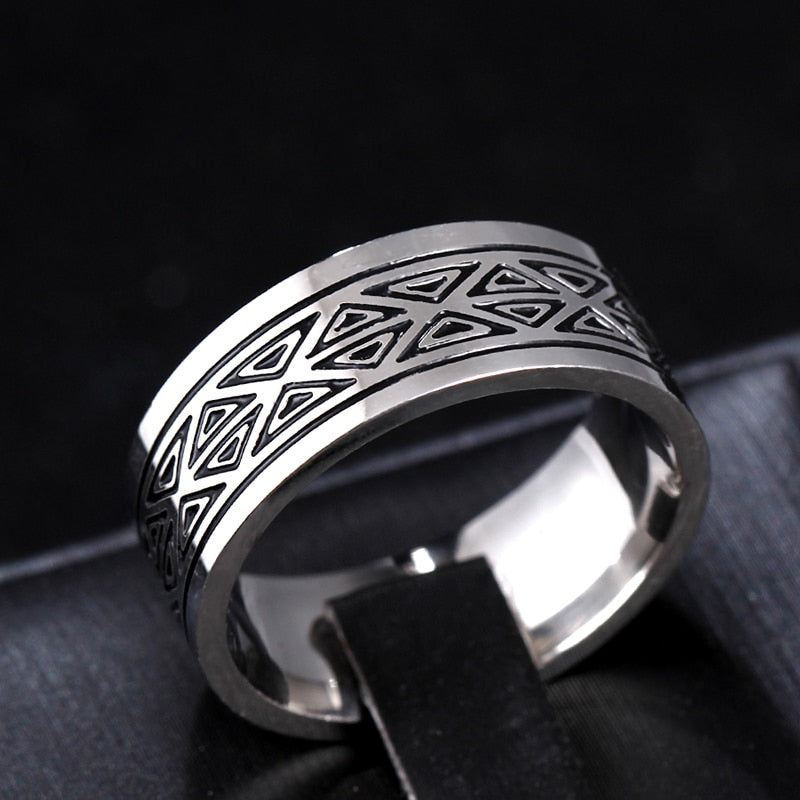 polished titanium engraved ring men 
