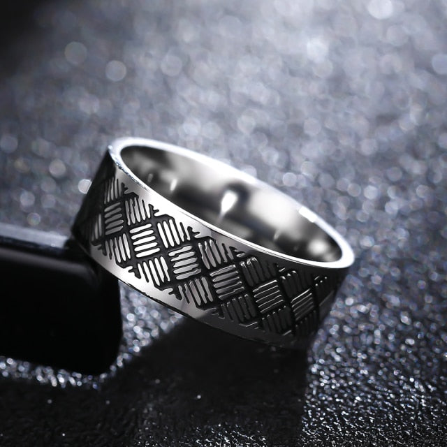 polished titanium engraved ring men 