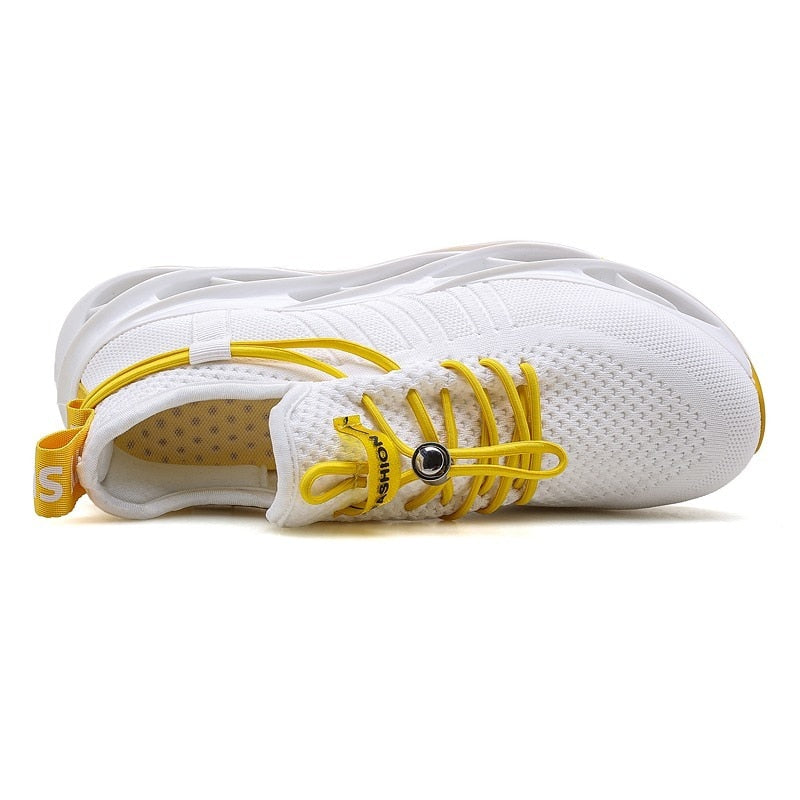 white gold shoe string running shoes