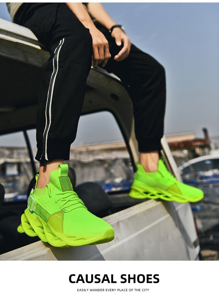 lime green air running sneakers