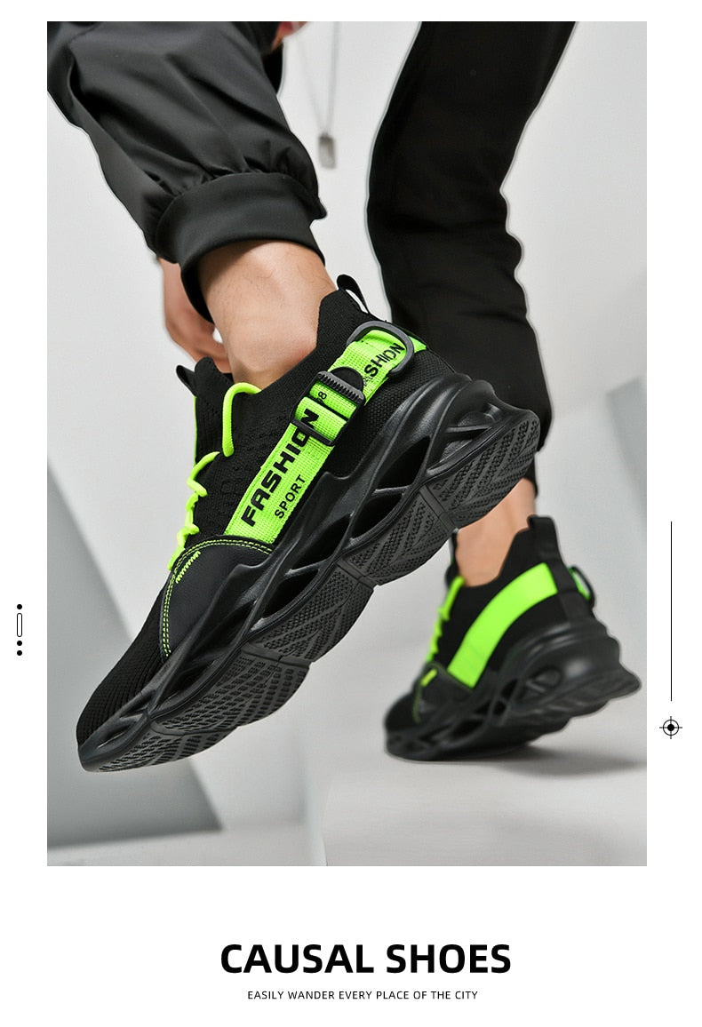 black accented air blade running shoes