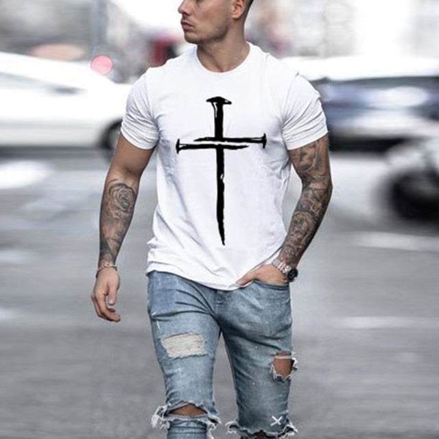 jesus christ cross nails t-shirt white