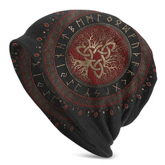 Ancient Symbols & Viking Beanie Skully Caps - Tree With Triquetra / One Size - cap