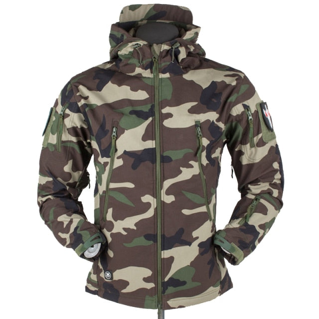 camouflage soft shell fleece lined hoodie