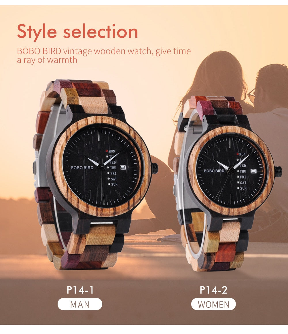 multi color wood watch set