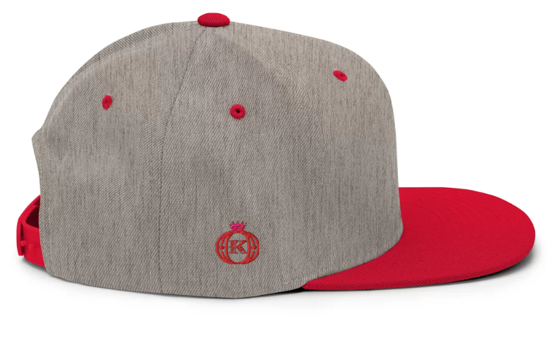 designer embroidered athletic gray red krown baseball cap