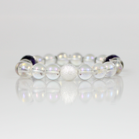 sahasrara chakra charm clear quartz amethyst bead bracelet