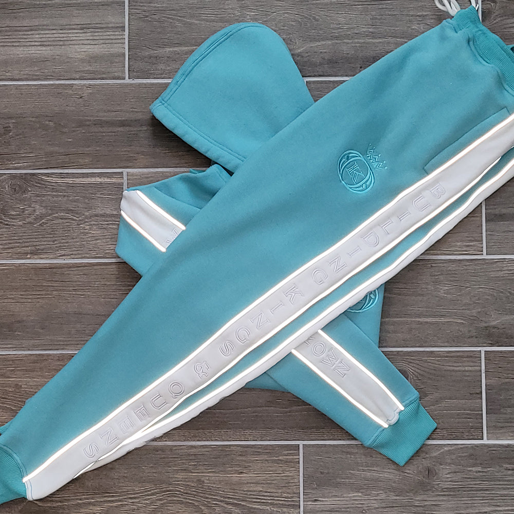 teal reflective piping tracksuit