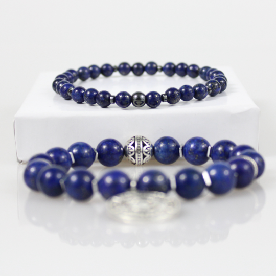 zodiac charm blue lapis lazuli bead bracelet