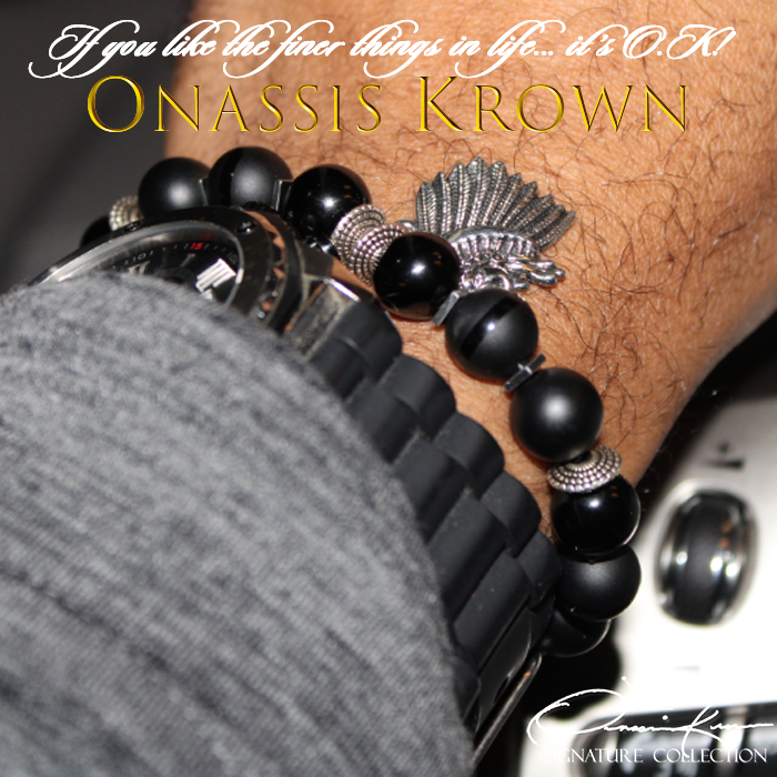 black onyx agate bead bracelet watch combo