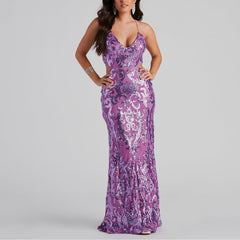 Sequin Stitching Dress Cocktail Host Ceremonial Clothing Elegant Bridesmaid Dress
