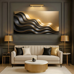 Black and Gold Minimalist Abstract Wall Art IV