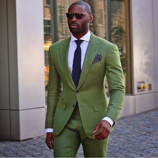 olive green two-piece suit