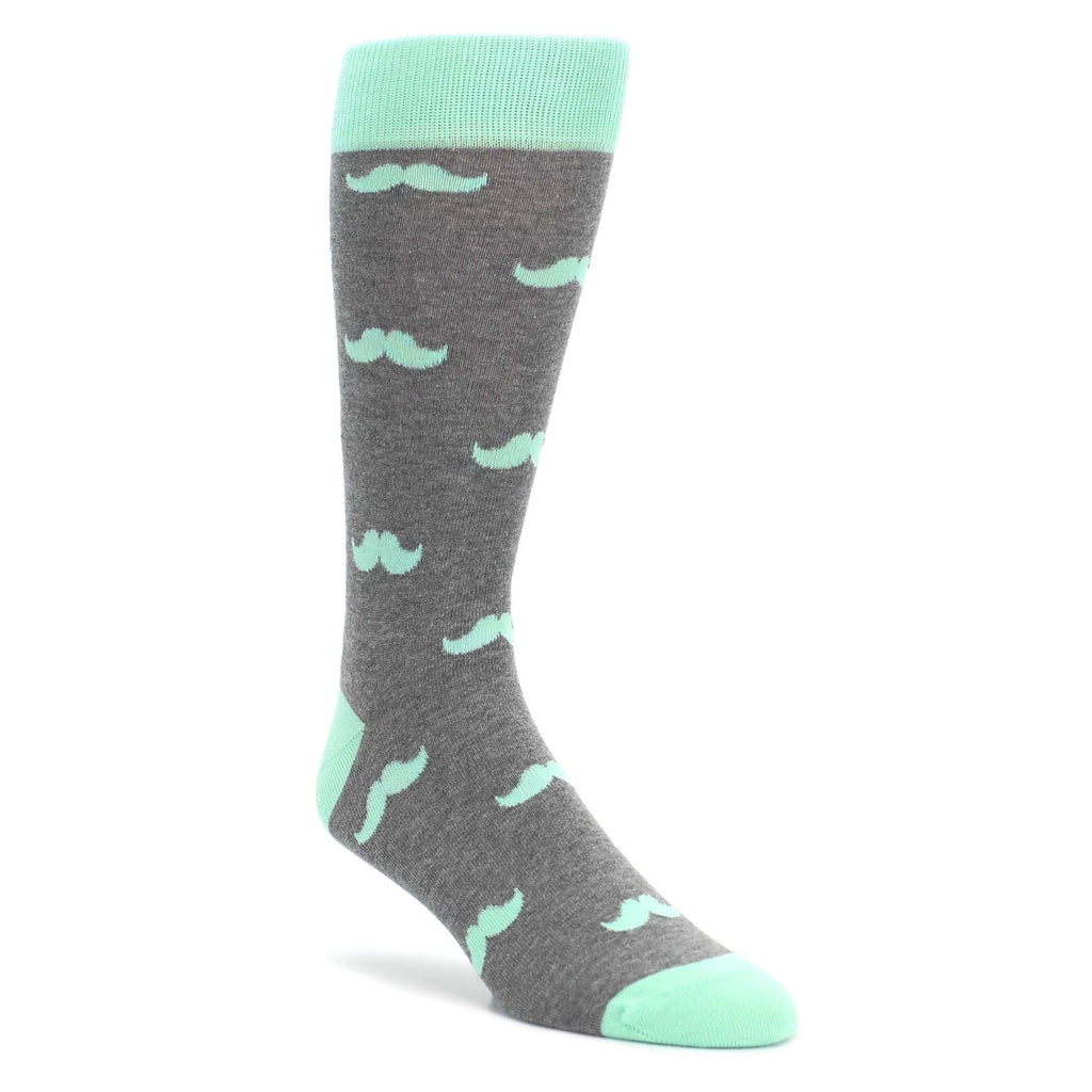 mens mint green dress socks Mint Gray Mustache Groomsmen Wedding Men's Dress Socks – Onassis Krown
