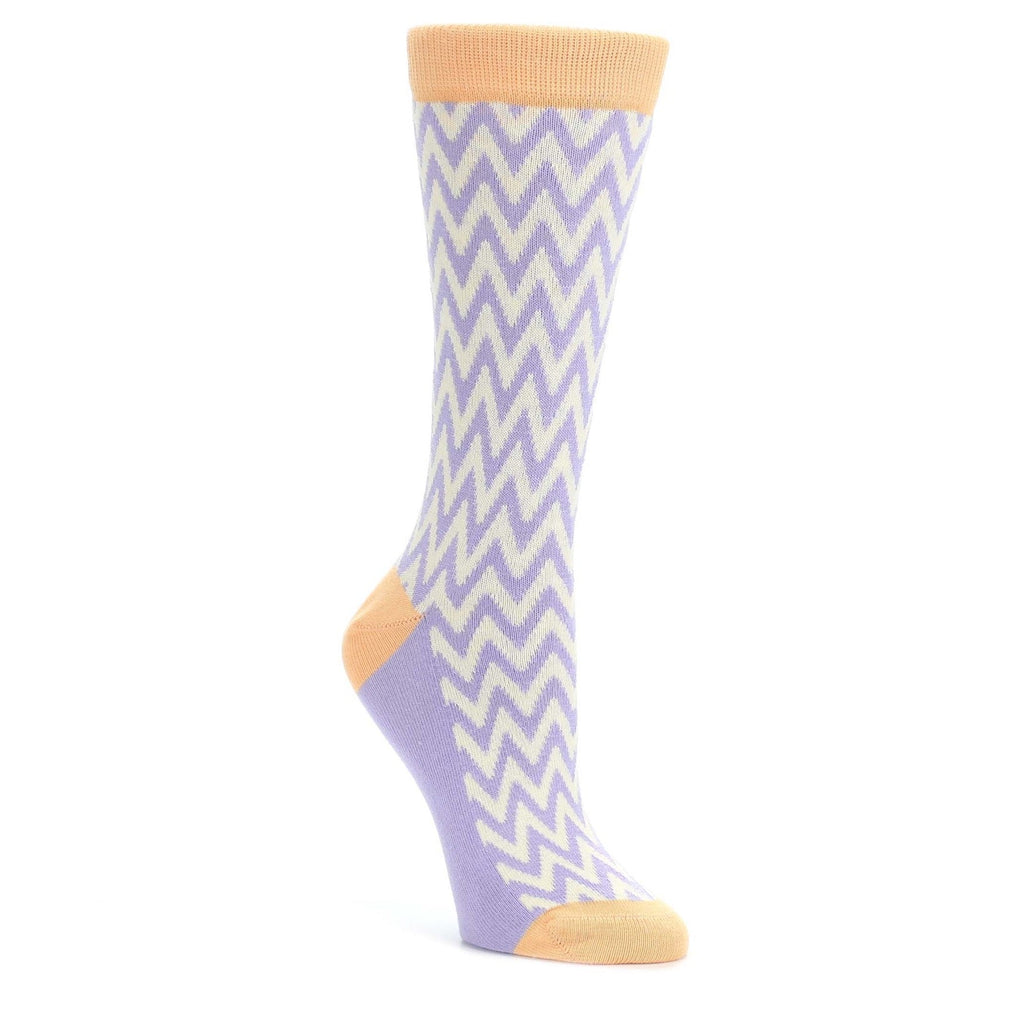 ladies dress socks Purple Cream Chevron Jacquard Women's – Onassis Krown Fabric:LINEN