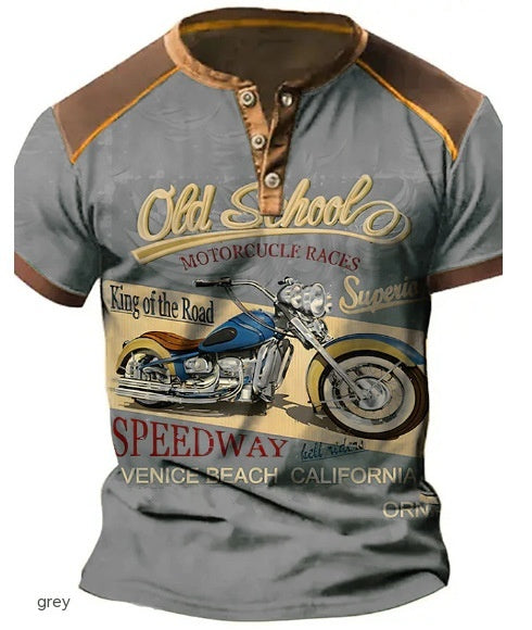 old school motorcycle shirt gray
