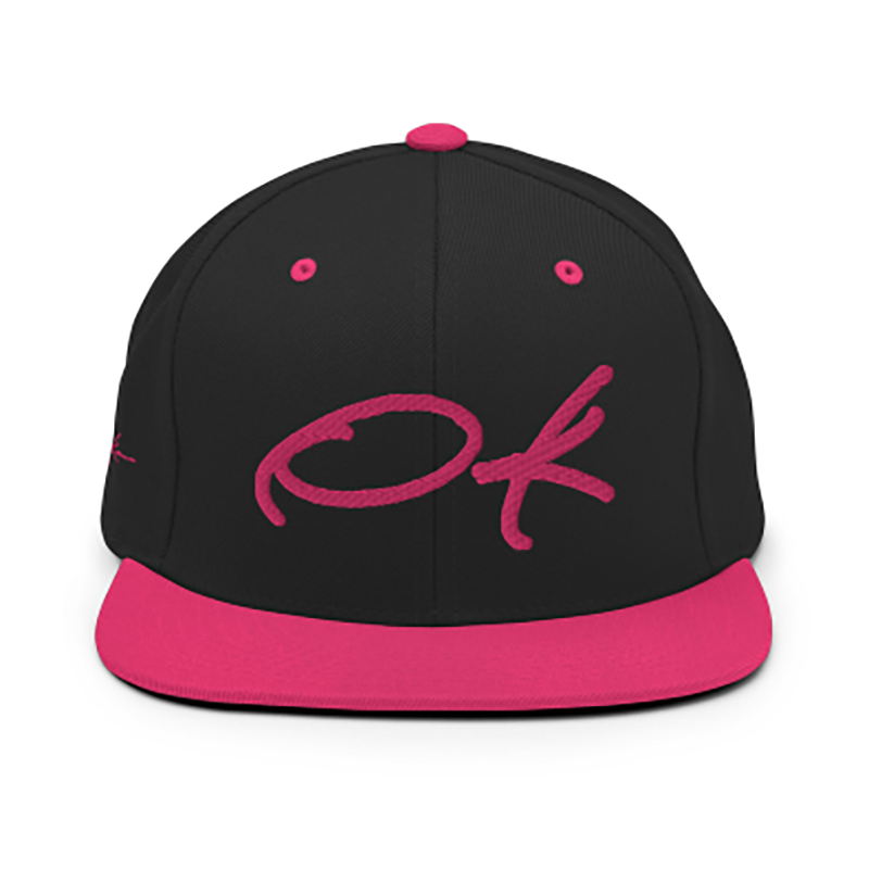 Puff print logo baseball cap black & pink