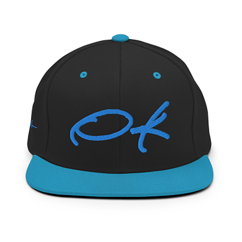 Puff print logo baseball cap black & turquoise