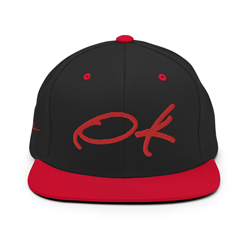 Puff print logo baseball cap red & black