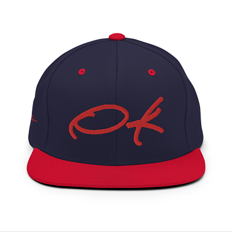 Puff print logo baseball cap blue & red