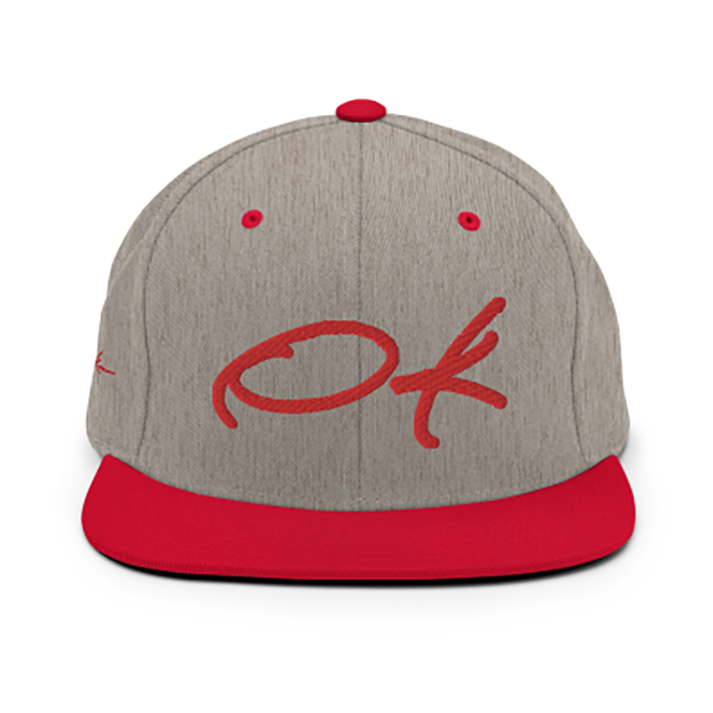 Puff print logo baseball cap red & gray