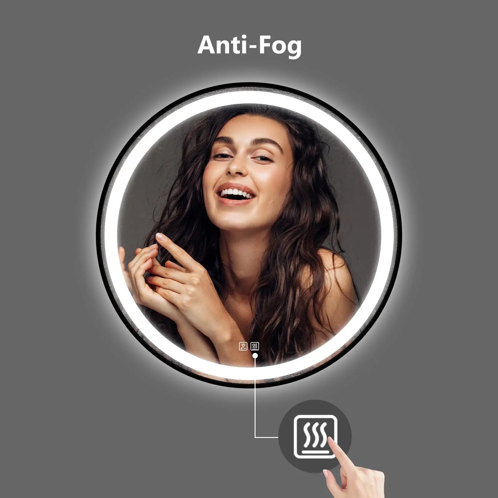 4 in 1 Blacklit Framed Round LED Bathroom Mirror