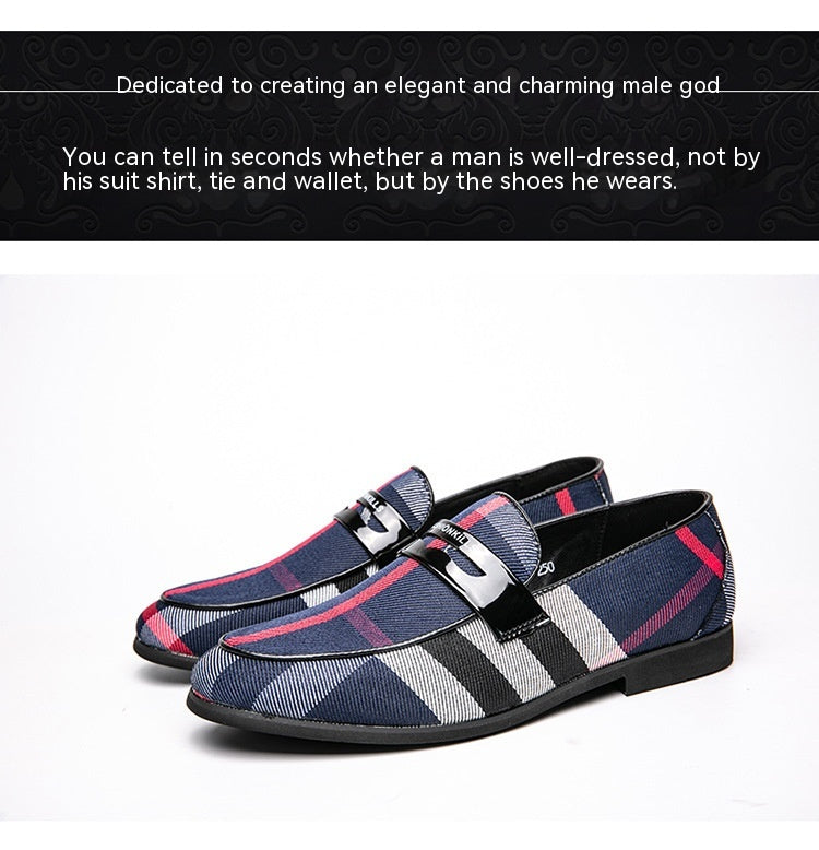 Men's Blue Plaid Fashion Loafers